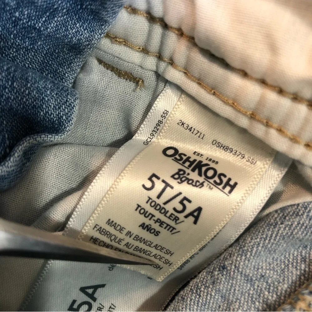 Osh Kosh carpenter shortalls denim engineer stripe straps 5T